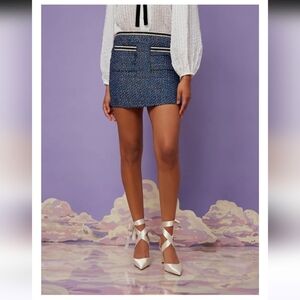 Sister Jane Midnight Blue Tweed Mini Skirt Size Small